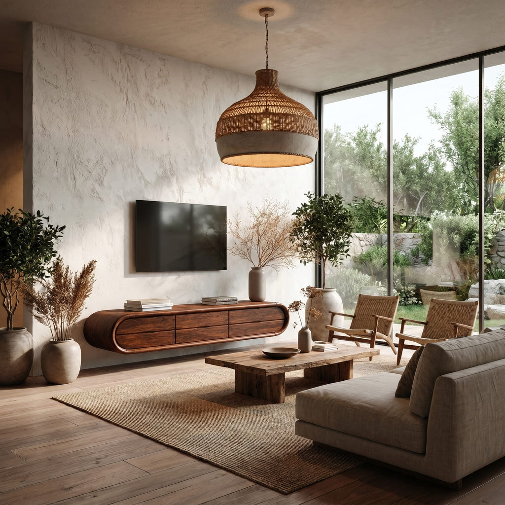 Sculptural Curved Media TV Cabinet