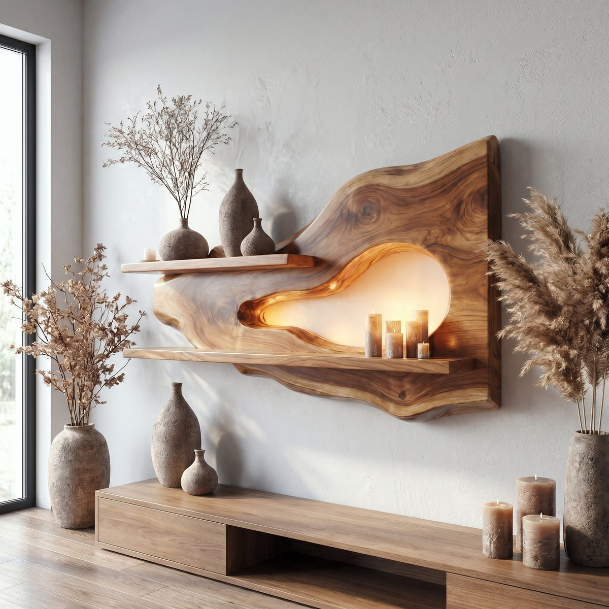 Organic Floating Decorative Wall Shelf