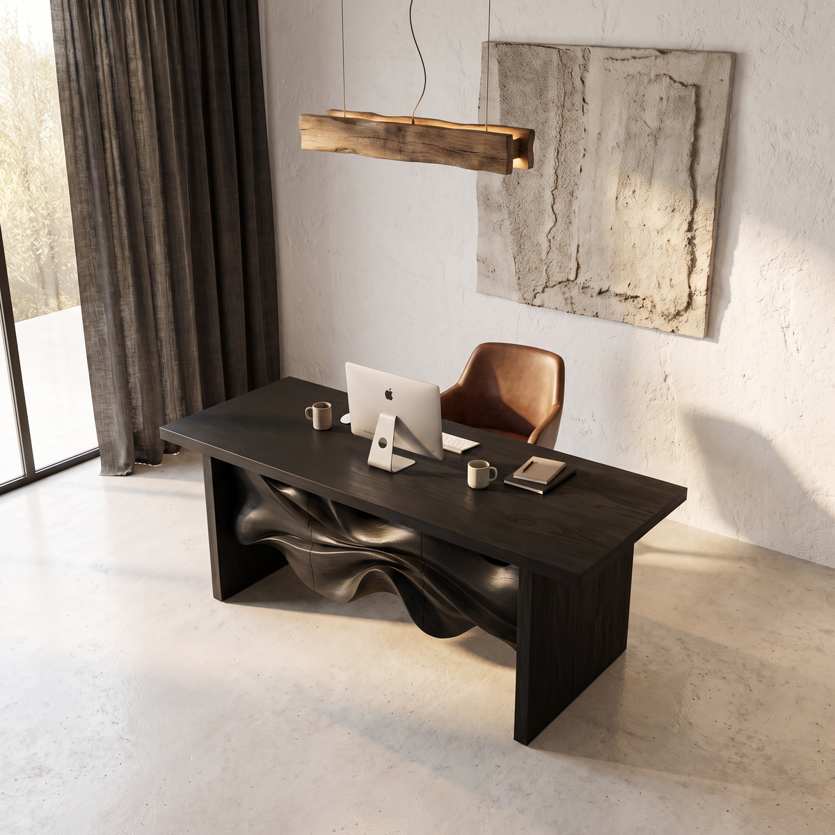 Minimalist Writing Desk Storage Design, solid wood, built to order, view 2