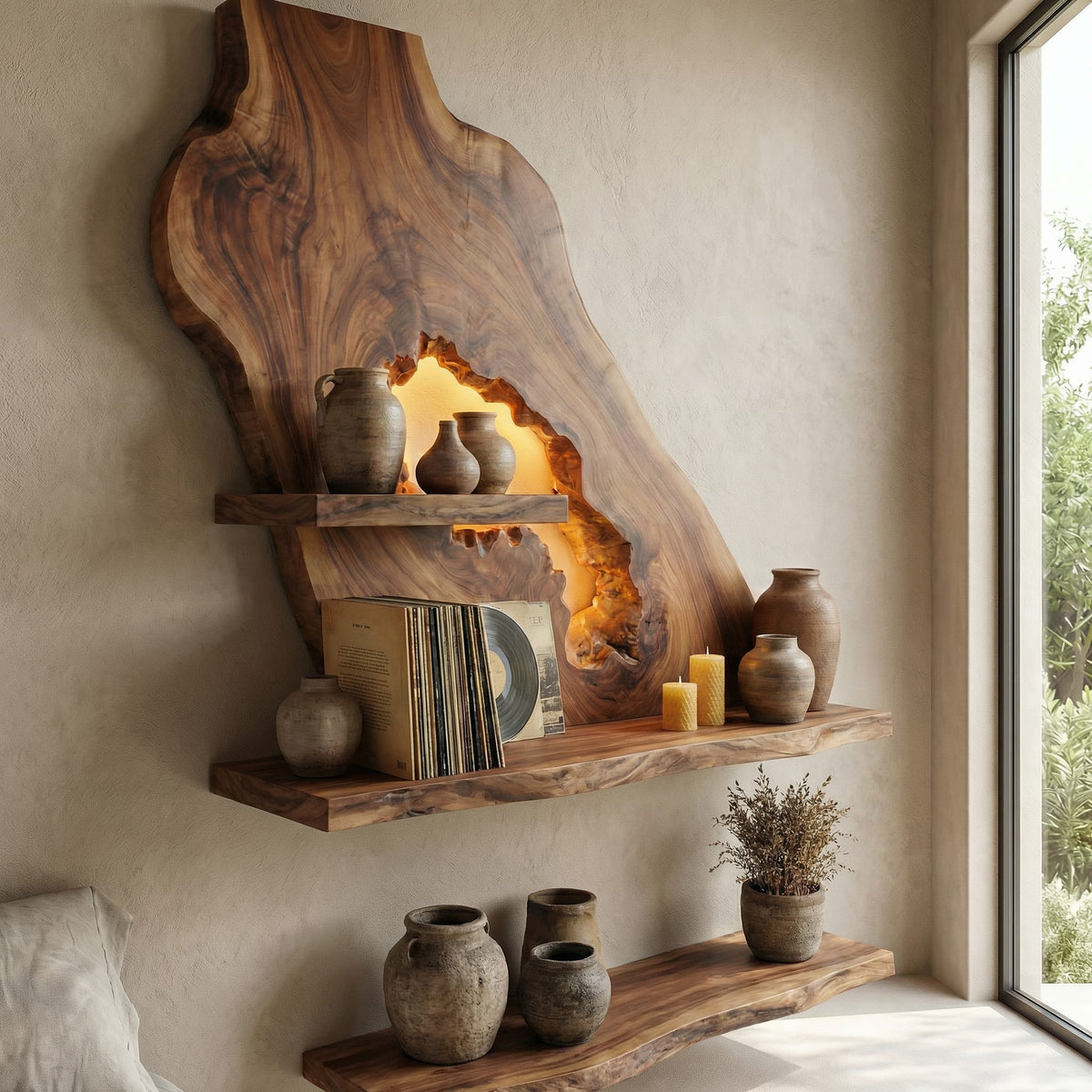 Sculptural Wave Wall Shelf