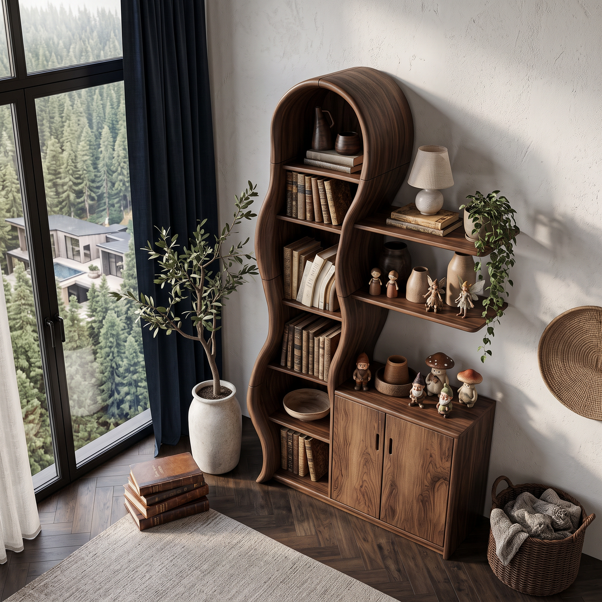 Contemporary Display Cabinet with Sculptural Branch Frame, solid wood, built to order, view 2