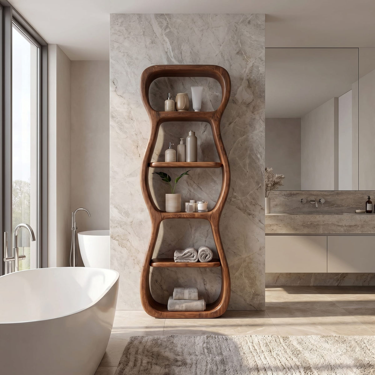 Sculptural Contemporary Bath Shelf