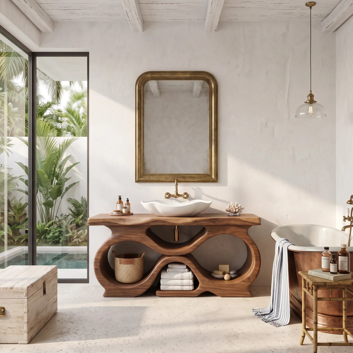 Farmhouse Bathroom Vanity Cabinet Tropical Bathroom, solid wood, built to order