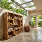 Wooden Bookcase with Organic Wave Design, solid wood, built to order