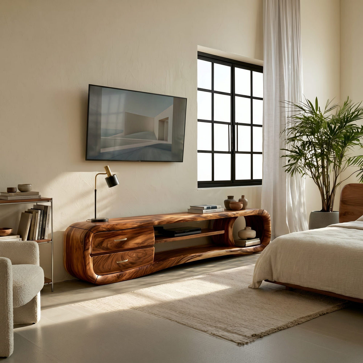 Media Console Contemporary Living Space, solid wood, built to order