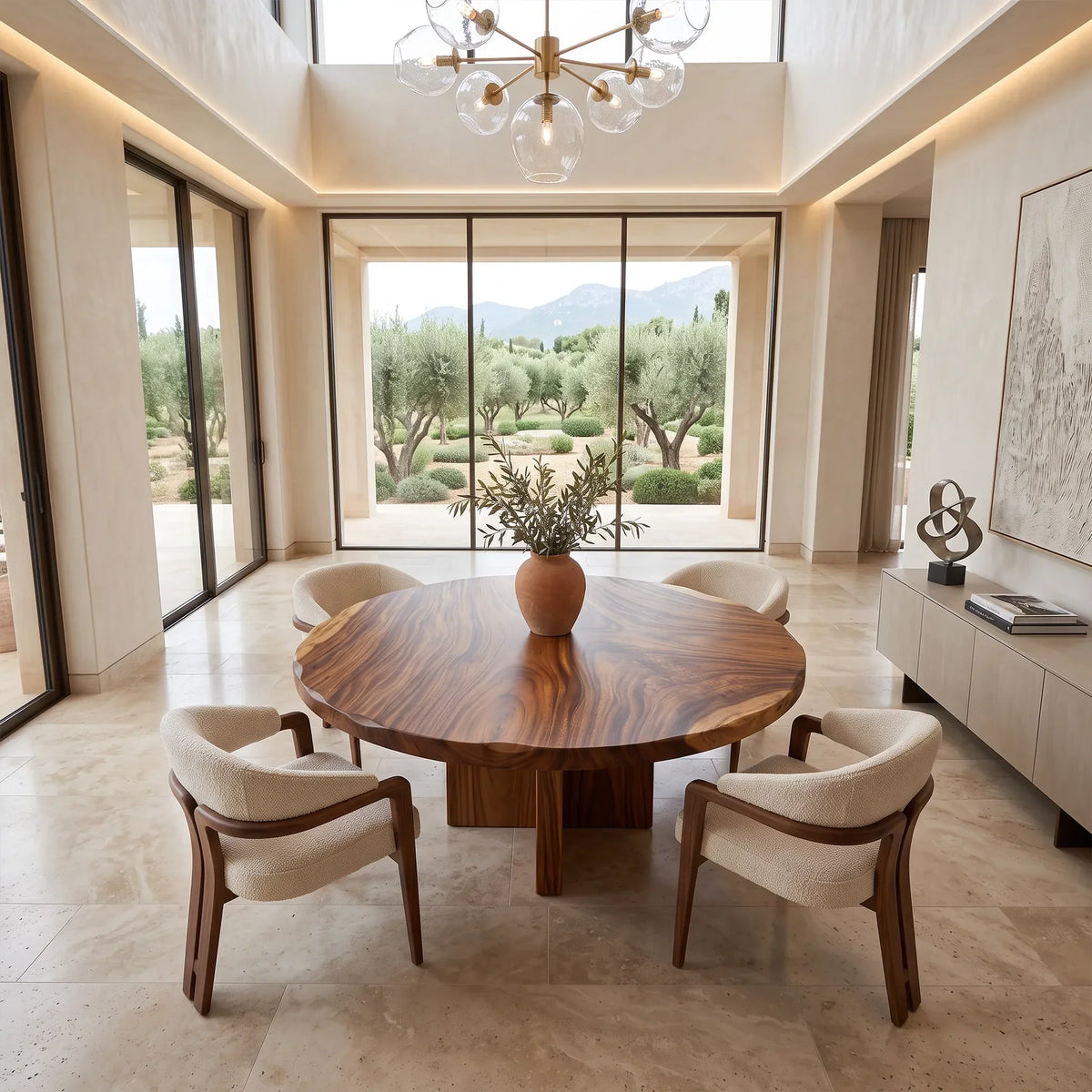 Contemporary Round Dining Table Top Dining Room, solid wood, built to order