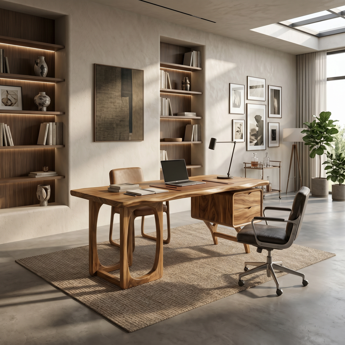 Organic Dual Pedestal Executive Desk Office, solid wood, built to order, view 3