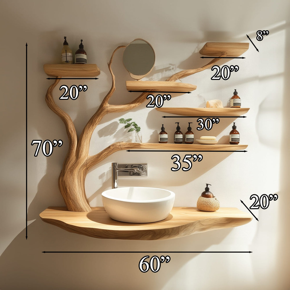 Custom Rustic Bathroom Vanity Sink Shelf Bathroom, solid wood, built to order