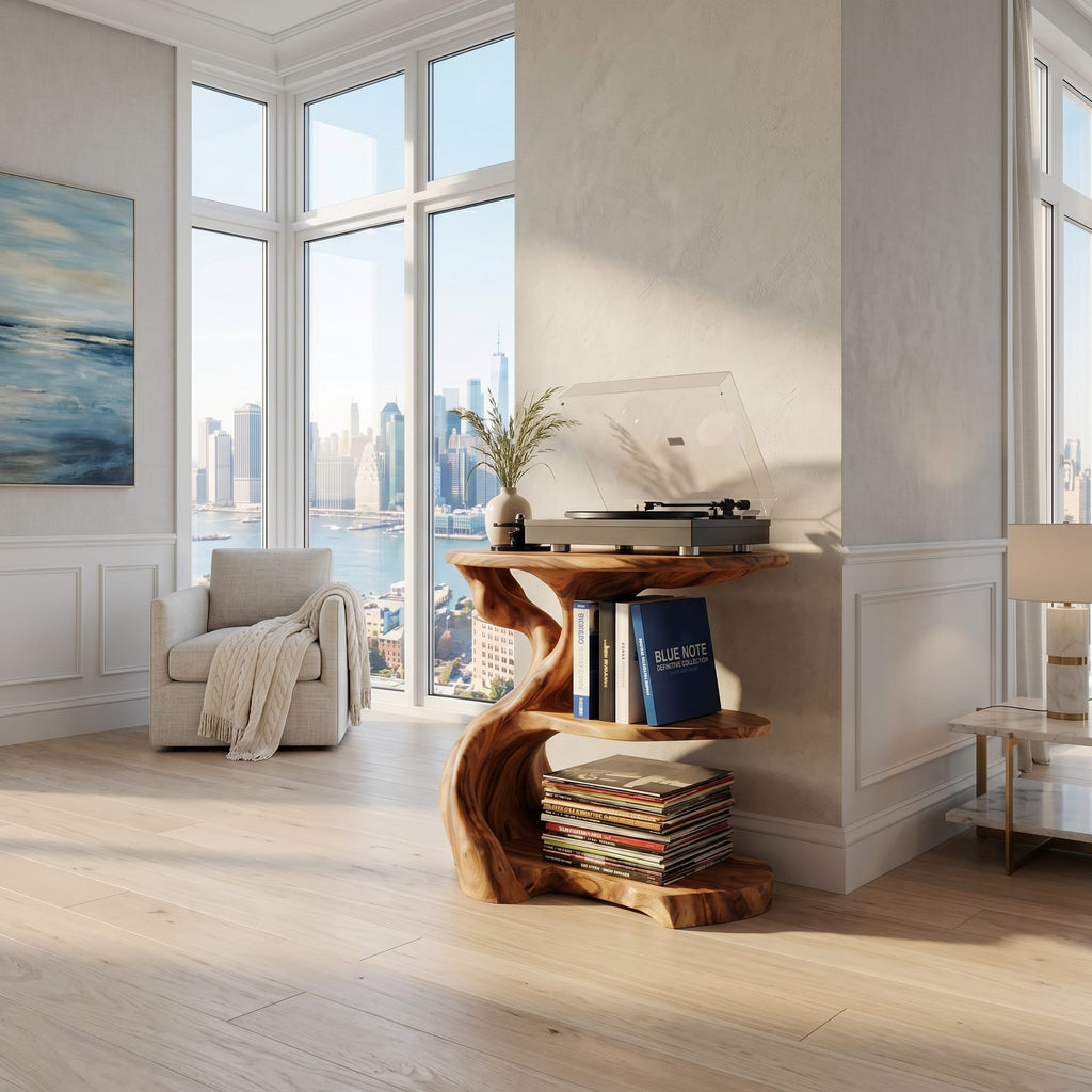 Handcrafted Media Stand Custom Living Room, solid wood, built to order