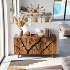 Contemporary Carved Sideboard Cabinet Entryway, solid wood, built to order, view 8