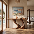 Contemporary Wave Base Console Table Hallway, solid wood, built to order, view 6