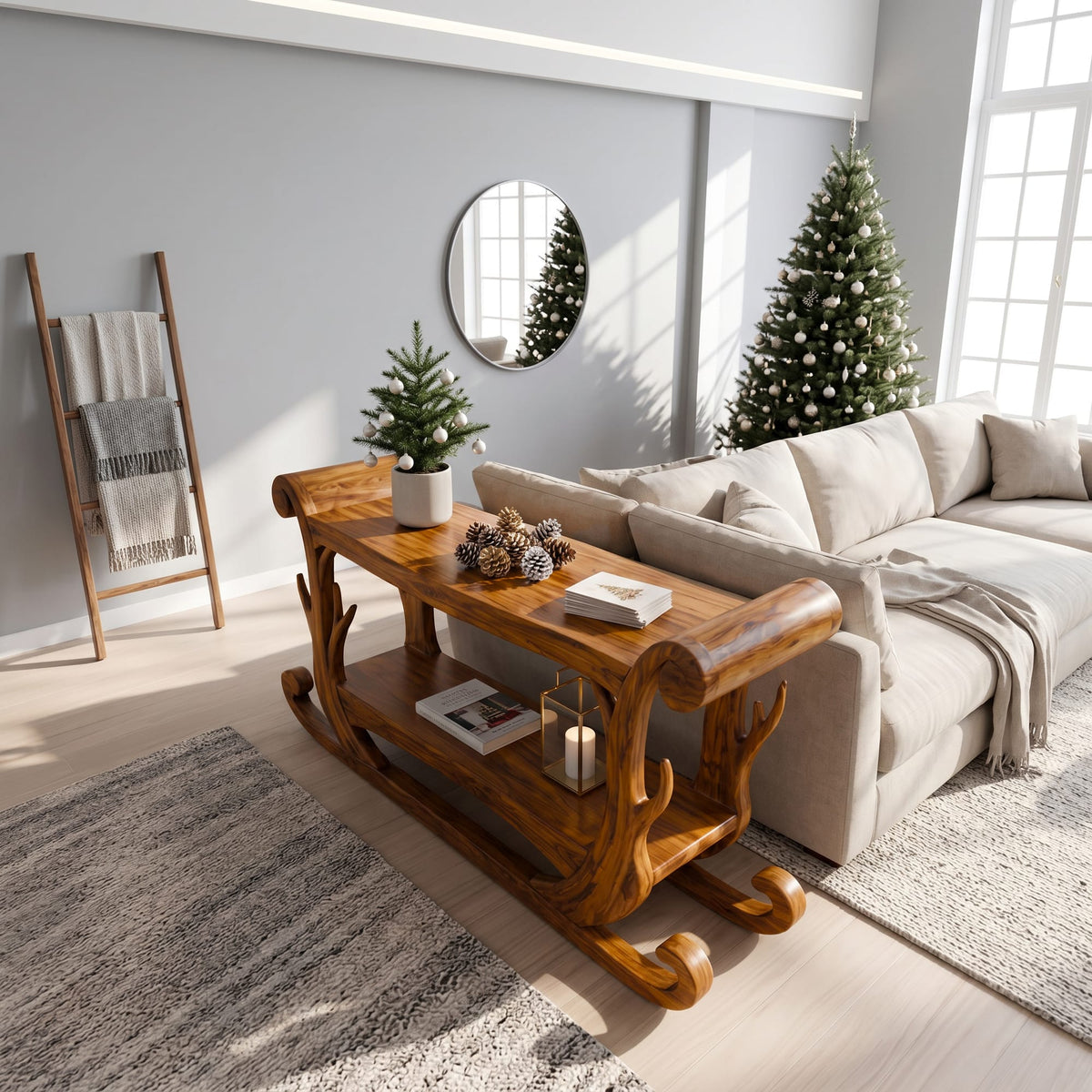 Sleigh Inspired Console Table
