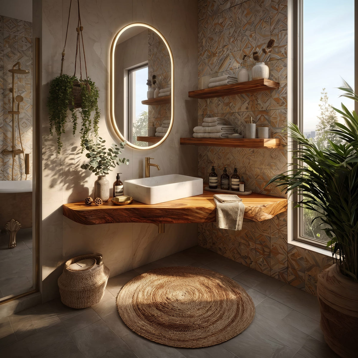 Coastal Wall Mounted Vanity Ocean View Home, solid wood, built to order