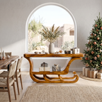 Organic Modern Console Table with Sleigh Inspired Design, solid wood, built to order, view 3