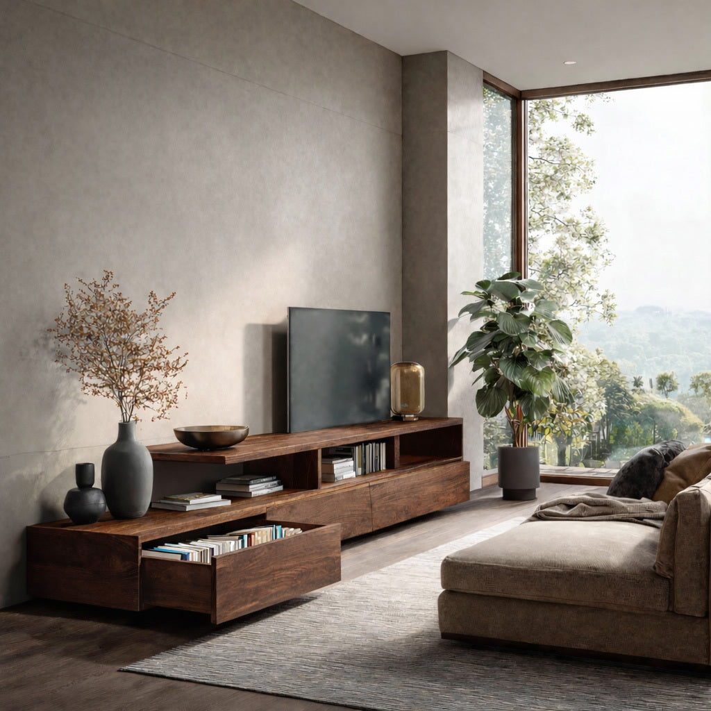 Quiet TV Console, solid wood, built to order