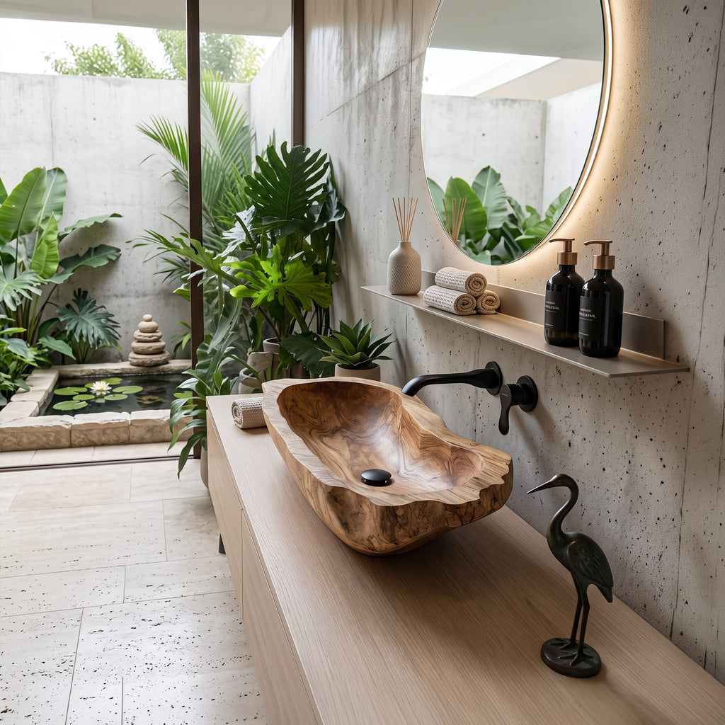 Mid Century Wood Wash Basin, solid wood, built to order