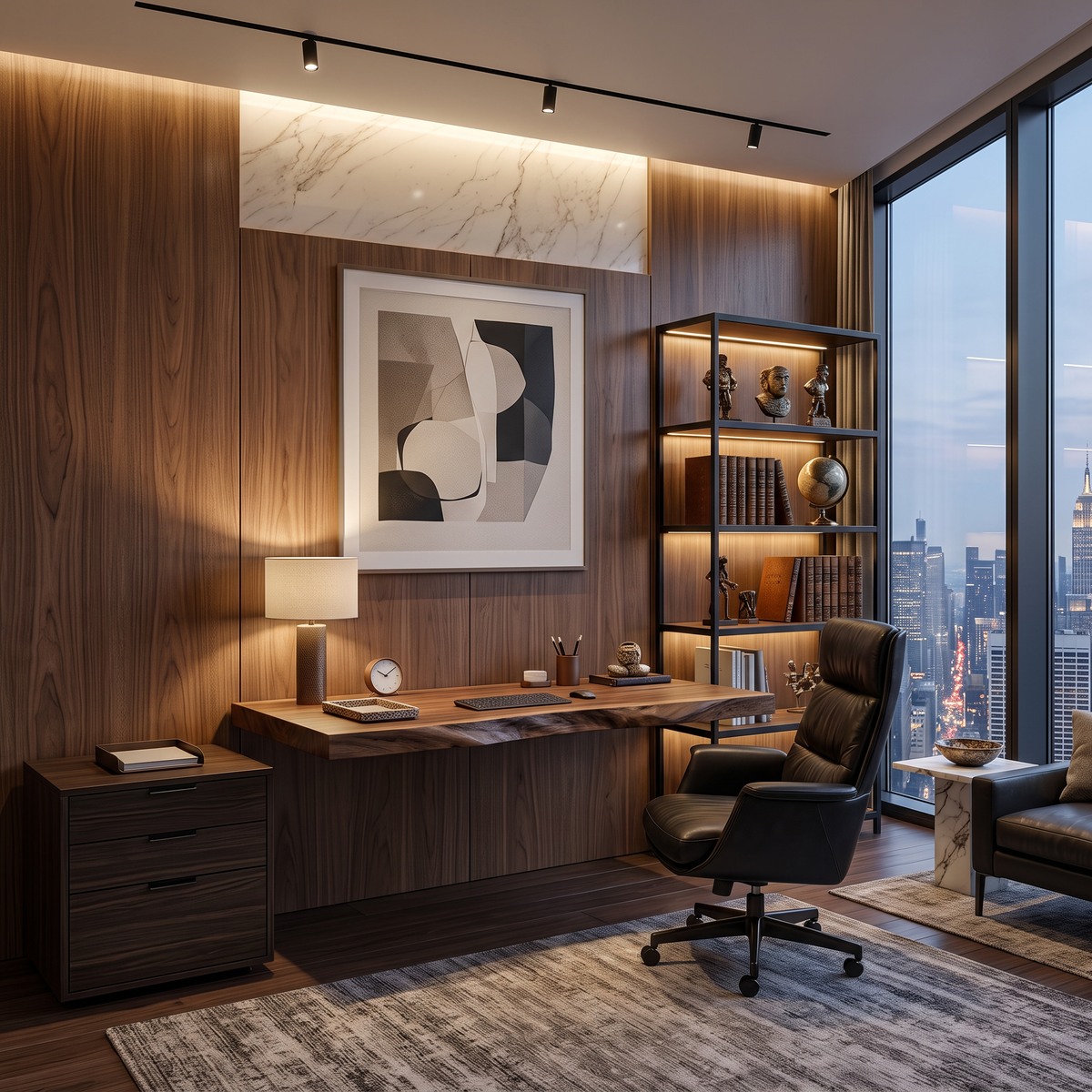 Modern Live Edge Floating Desk, solid wood, built to order, view 3