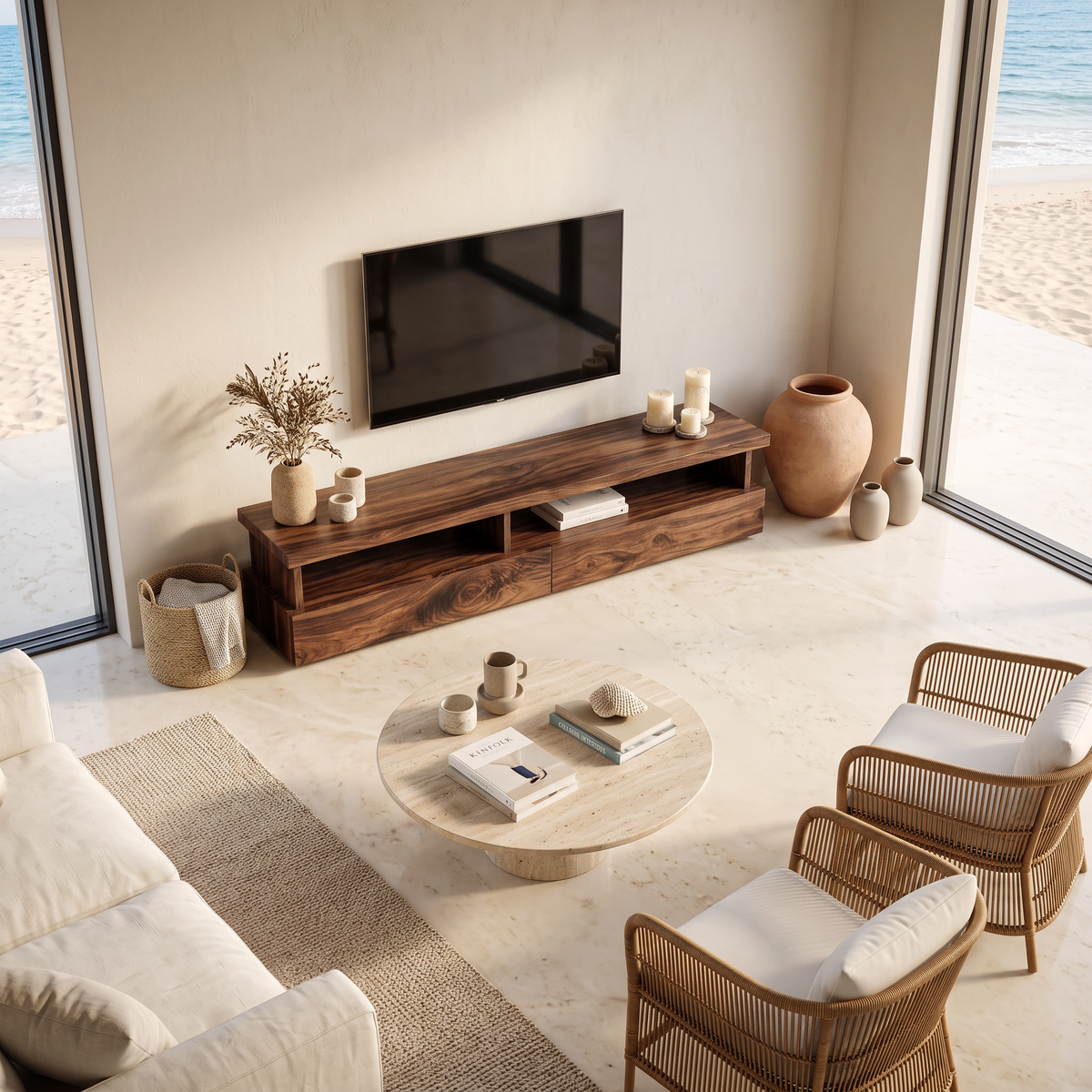 Minimalist TV Stand with Functional Design, solid wood, built to order, view 3