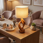 Boho Accent Table Lamp Bedroom Living Room Corner Space, solid wood, built to order