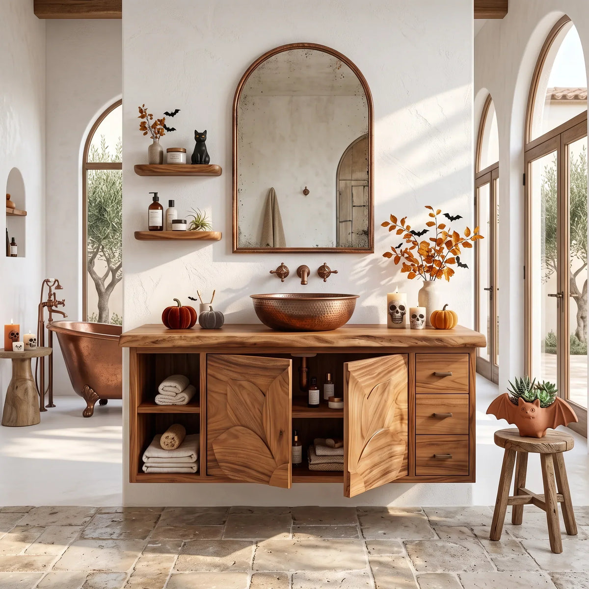 Farmhouse Storage Bathroom Vanity Country Retreat, solid wood, built to order