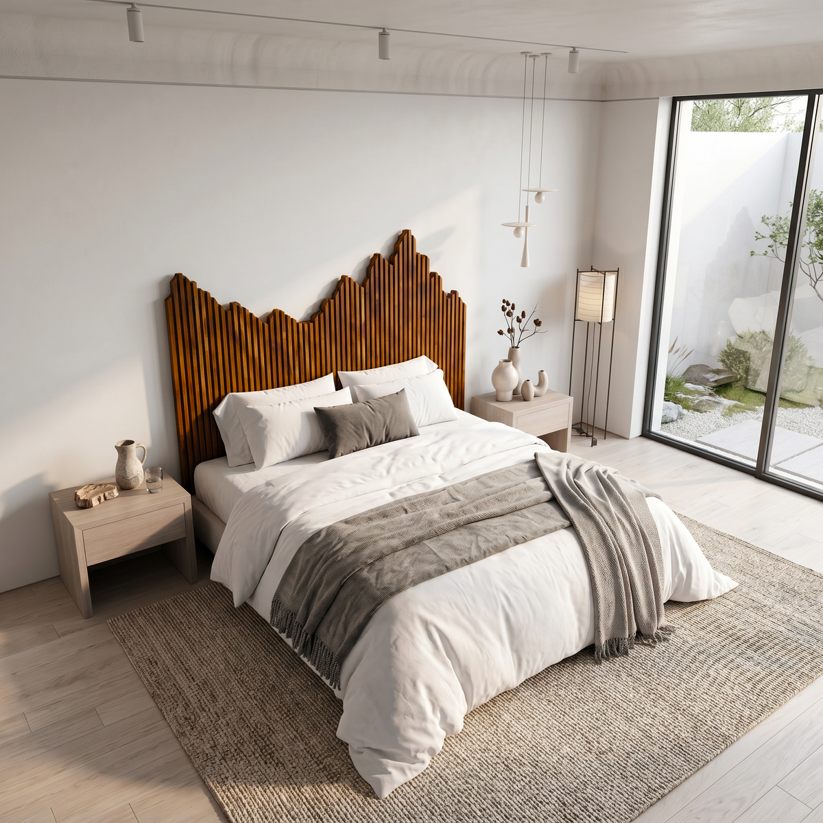 Organic Headboard Wooden Bed Headboard, solid wood, built to order, view 2
