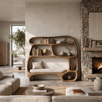 Contemporary Organic Bookshelf, solid wood, built to order, view 3