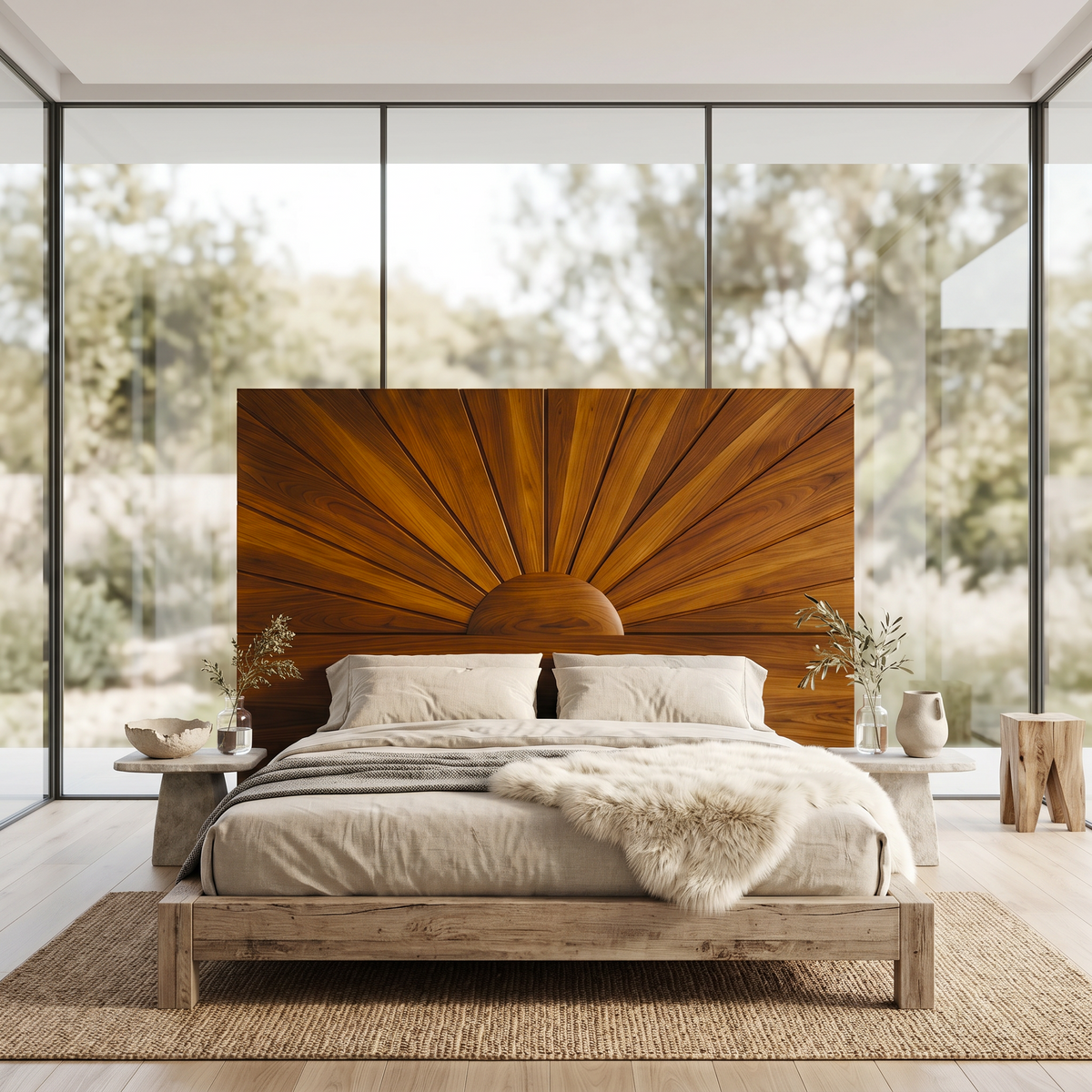 Organic Sunburst Headboard Solid Bed Headboard, solid wood, built to order, view 3