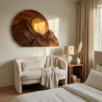 Handcrafted Mountain Sun Wall Art, solid wood, built to order