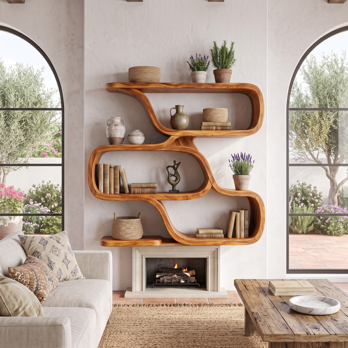 Farmhouse Curved Shelves, solid wood, built to order, view 3