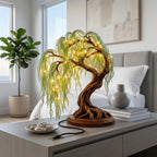 Japandi Bonsai Tree Table Lamp for Nightstand, solid wood, built to order