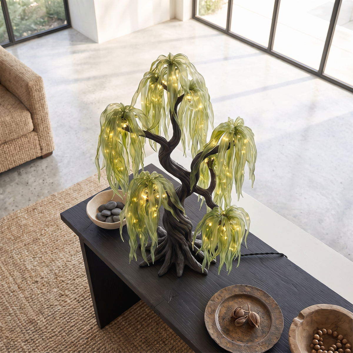Minimalist Tree Table Lamp, solid wood, built to order, view 2