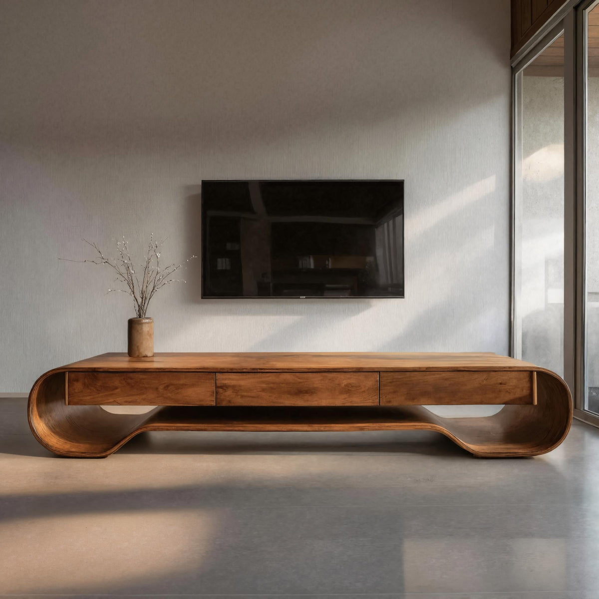 Curved Storage TV Cabinet