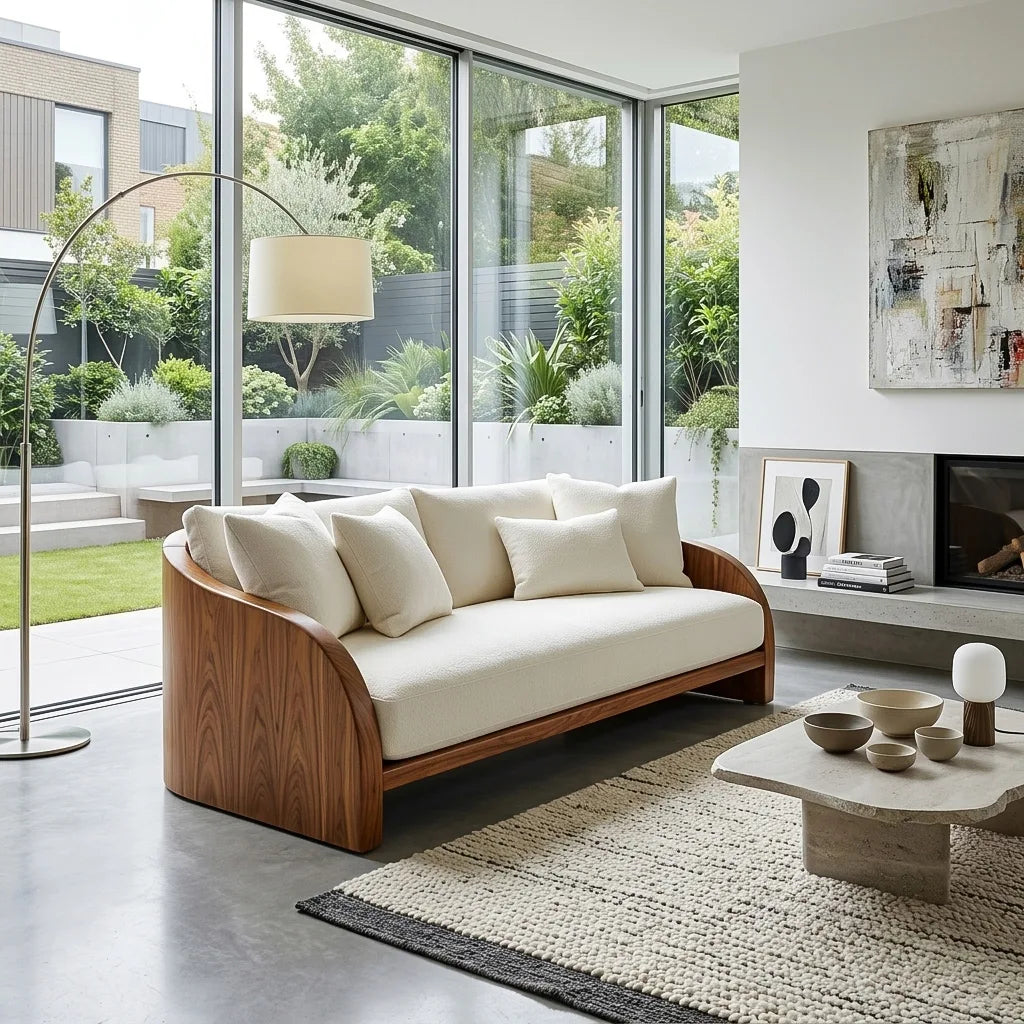Organic Rounded Curved Wooden Sofa, solid wood, built to order, view 3