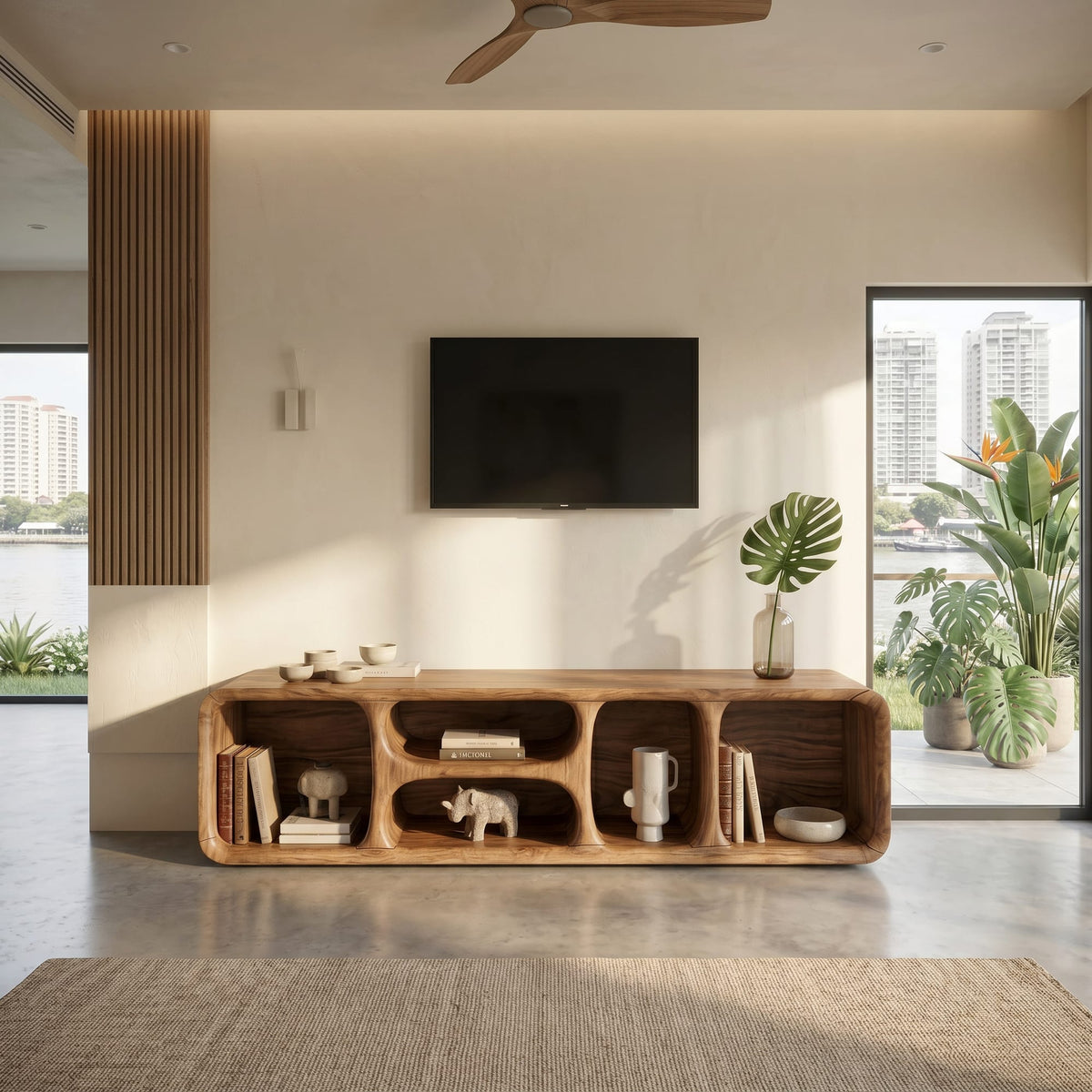 Contemporary TV Unit Interior, solid wood, built to order