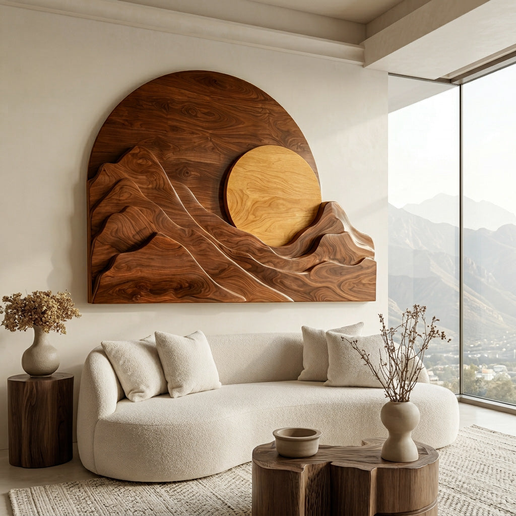 Organic Modern Mountain Wall Art, solid wood, built to order, view 5