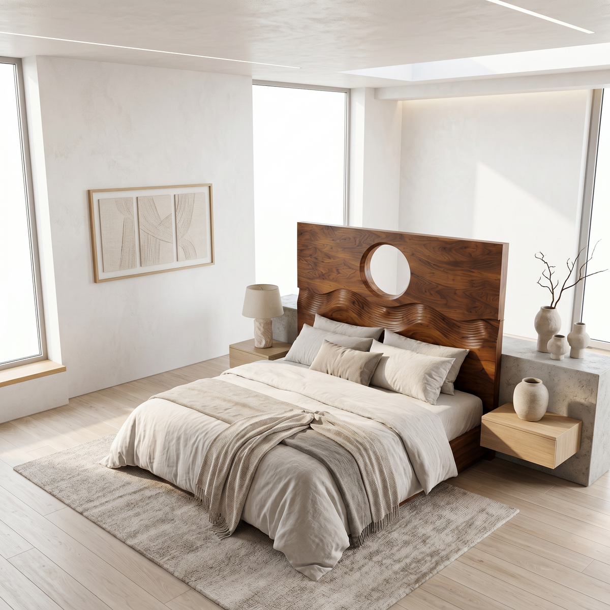 Organic Moon Cutout Headboard Wooden Bed Headboard, solid wood, built to order, view 2