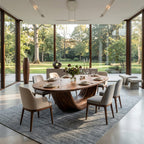 Contemporary Open Base Oval Dining Table, solid wood, built to order