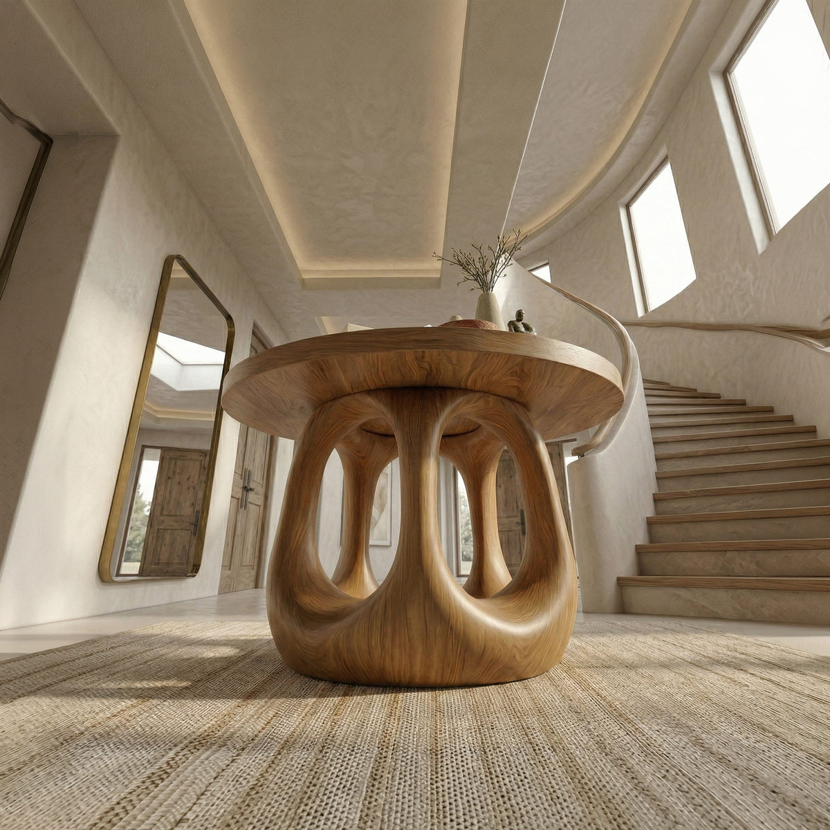 Geometric Pedestal Console Table