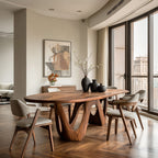 Artistic W-shape Leg Dining Table, solid wood, built to order