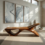 Wooden Bench with Fish Tail Shape, solid wood, built to order