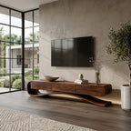 Organic Modern Cantilever TV Console, solid wood, built to order, view 3