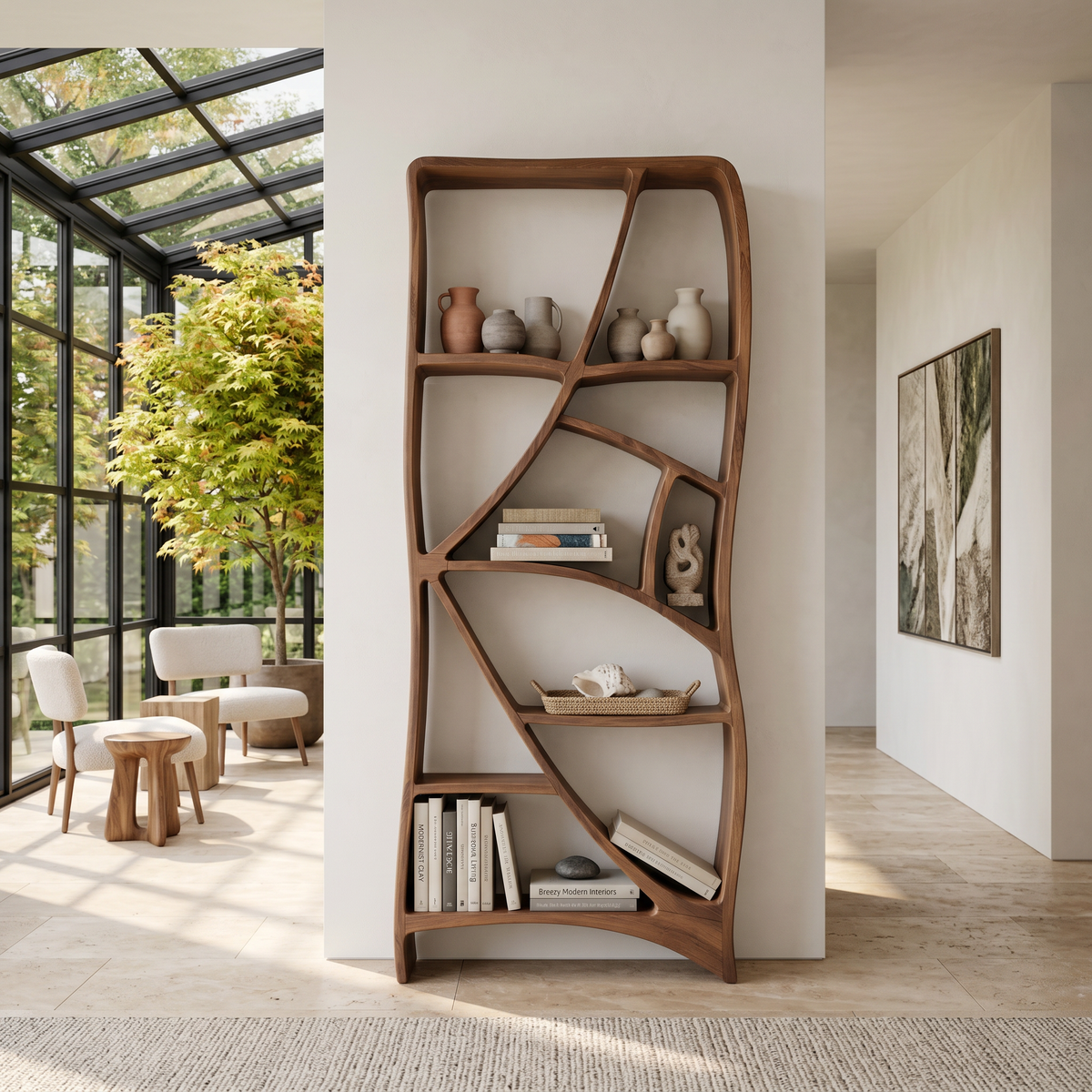Minimalist Display Bookshelf, solid wood, built to order, view 3