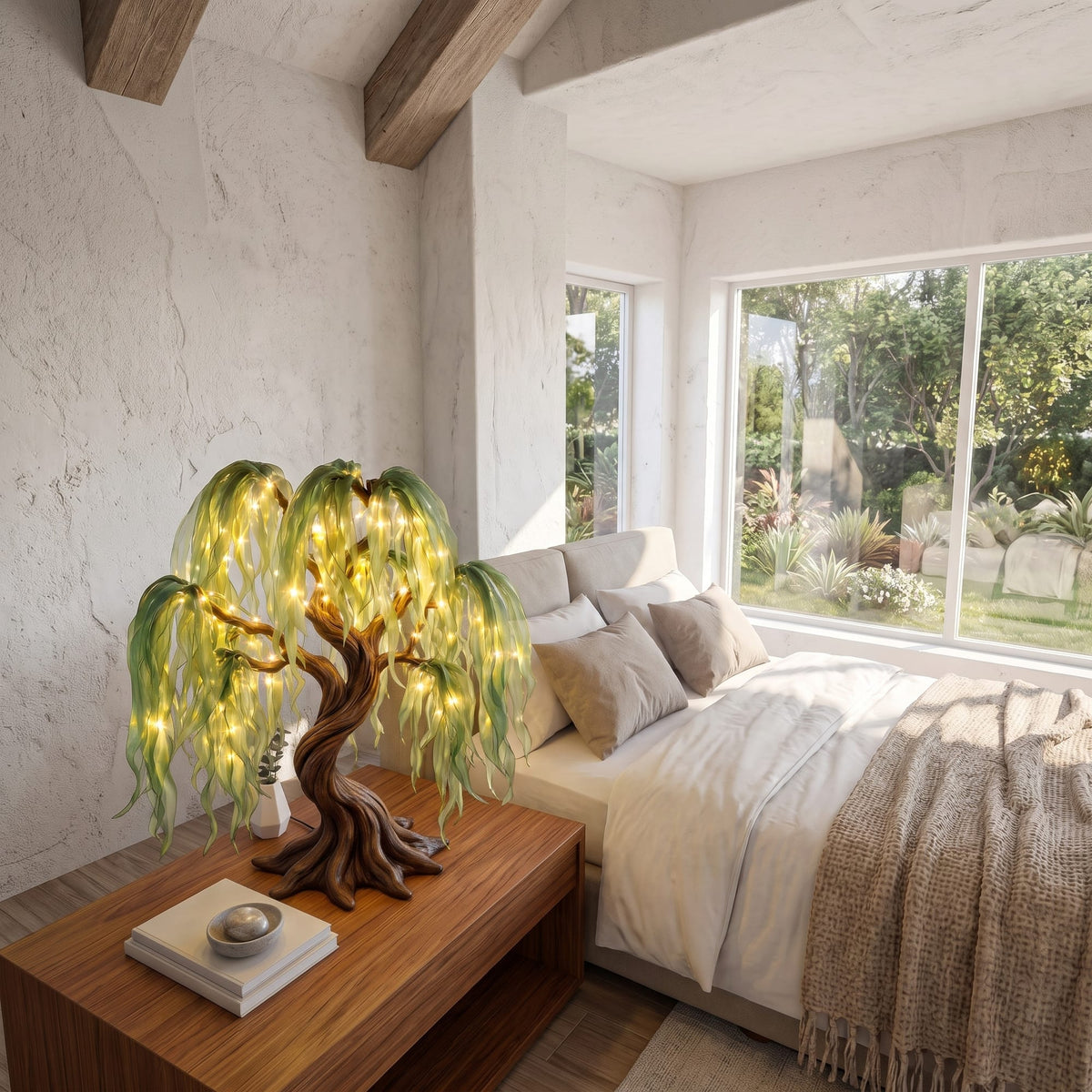 Contemporary Sculptural Tree Table Lamp, solid wood, built to order
