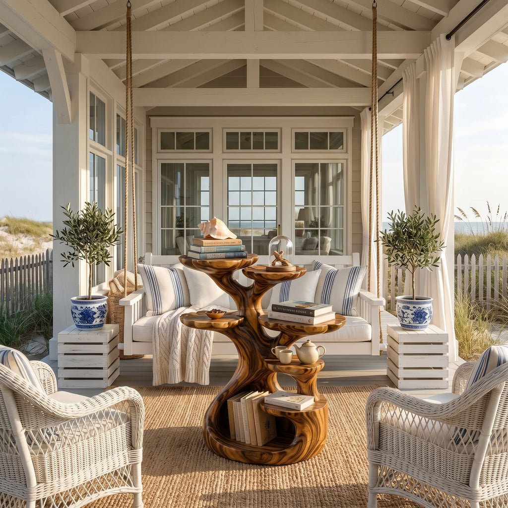 Contemporary Multi Tier Side Table Home, solid wood, built to order