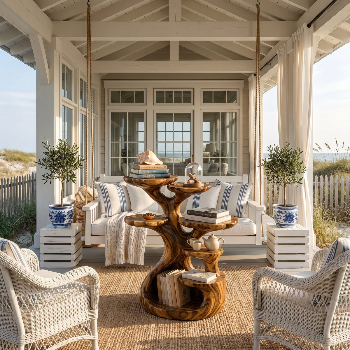 Contemporary Multi Tier Side Table Home, solid wood, built to order
