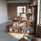 Mid Century Display Room Divider Bookshelf, solid wood, built to order