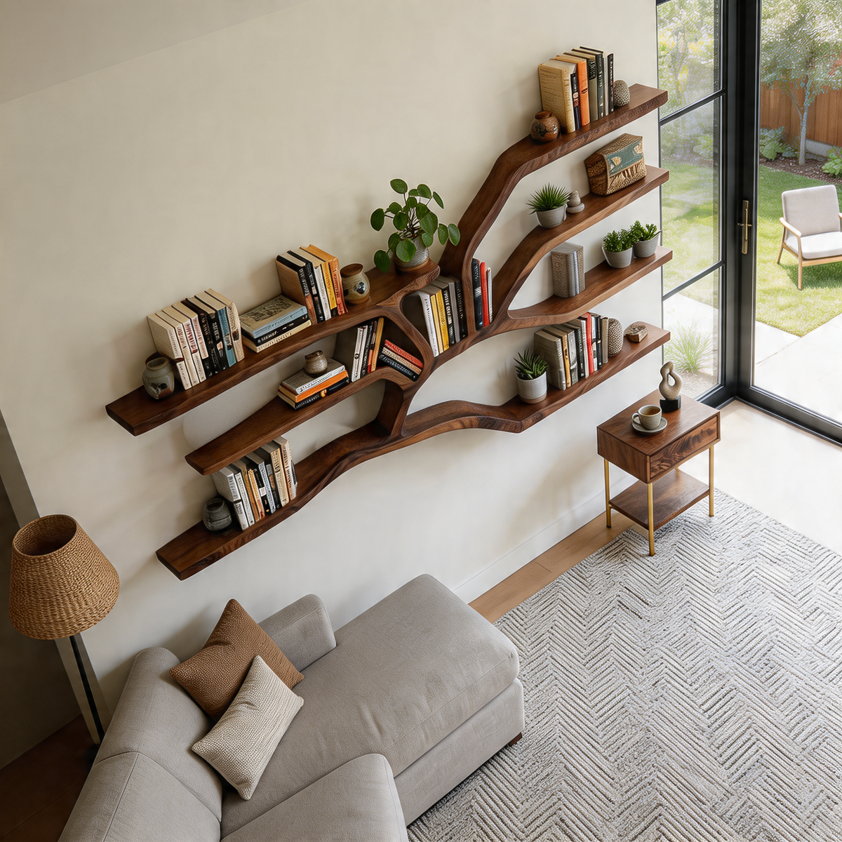 Sculptural Bookshelf, solid wood, built to order, view 3