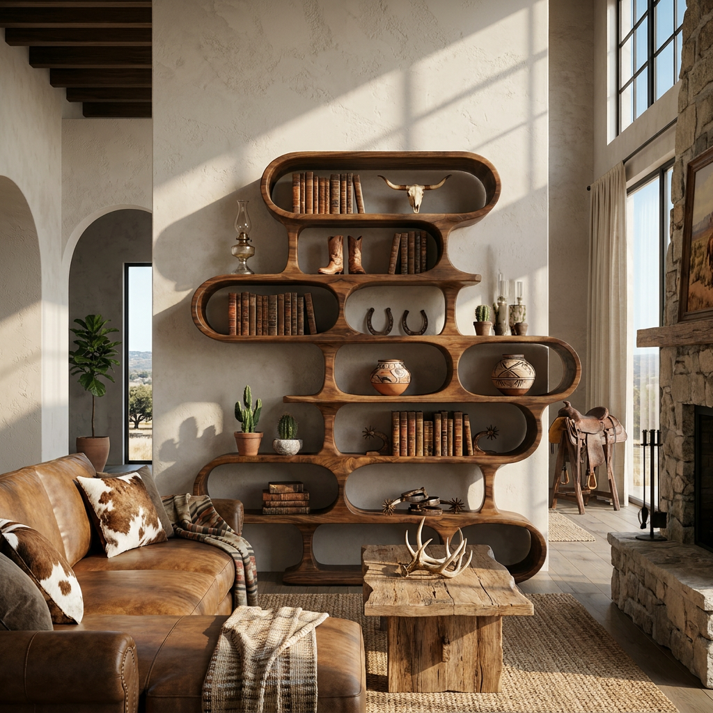 Organic Sculptural Wood Bookshelf with Curved Form, solid wood, built to order, view 2