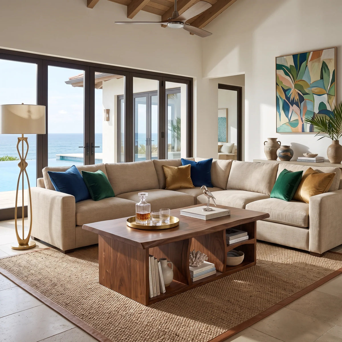 Organic Modern Storage Coffee Table Beach House, solid wood, built to order, view 8