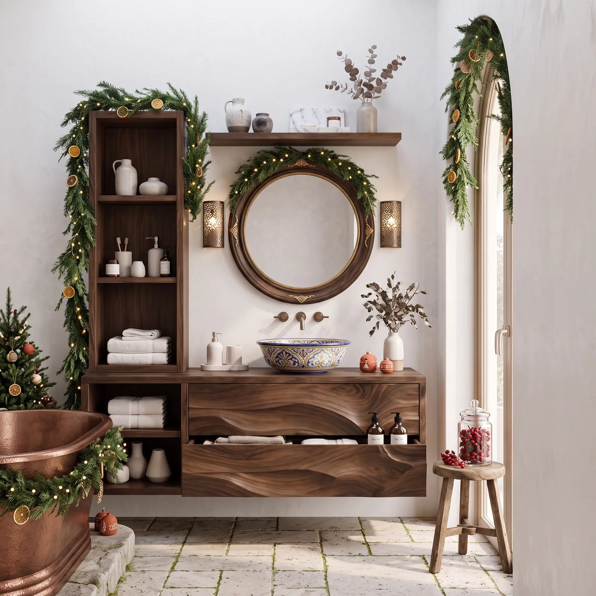 Mid Century Floating Vanity Urban Apartment, solid wood, built to order